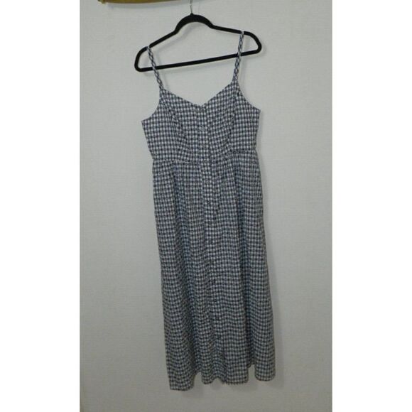 MODCLOTH Dress Navy Gingham Quite Clearly Charismatic Midi Button Dress Large - Picture 7 of 10